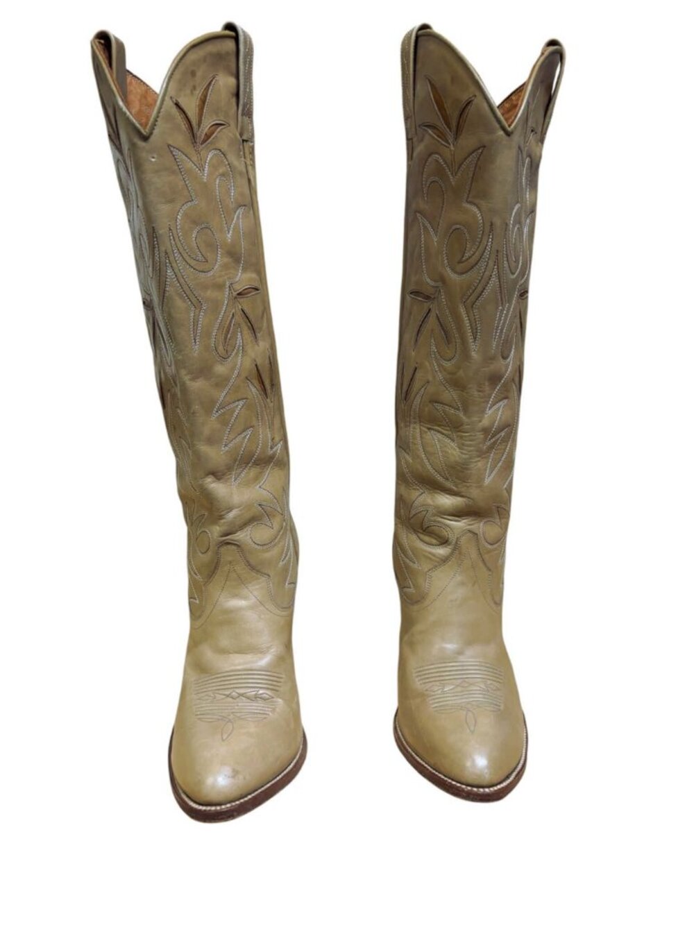 VTG Dan Post Tan Cowgirl Boots Spanish Collection 7.5M